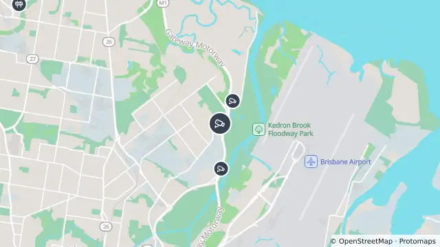 Map of Nudgee - Northbound Nudgee Road Exit And Ramp and nearby items
