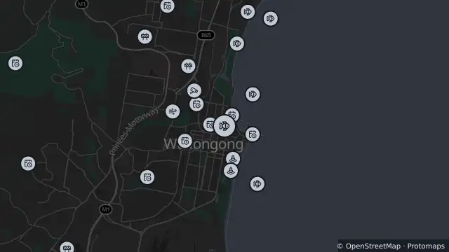 Map of Shark Net Location — North Wollongong Beach and nearby items