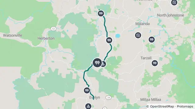 Map of Roadworks — Kennedy Highway — Evelyn / Wongabel and nearby items