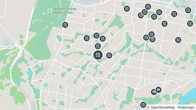 Map of Planned Power Outage — St Johns Park and nearby items