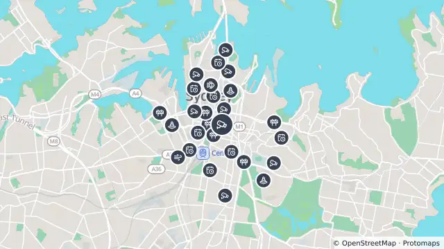 Map of Wentworth Avenue & Oxford Street (Sydney) and nearby items