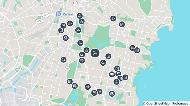 Map of Alison Road (Randwick) and nearby items