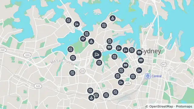 Map of City West Link and nearby items