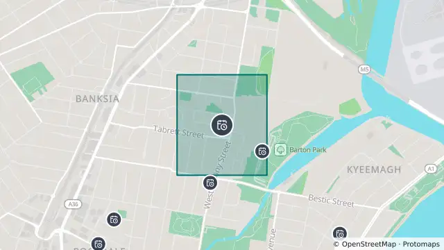 Map of Planned Power Outage — Arncliffe, Banksia, Rockdale and nearby items