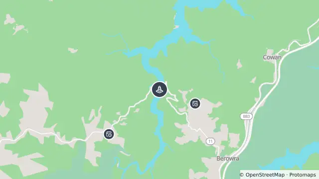Map of Scheduled Ferry Maintenance — Berowra Waters Ferry, Berowra Waters and nearby items