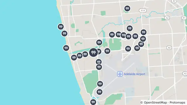 Map of Mowing — Burbridge Road, West Beach and nearby items