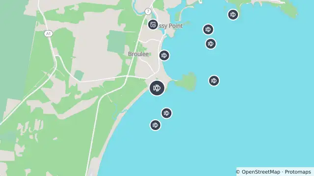 Map of Drone Surveillance Location — Broulee Spit Beach and nearby items