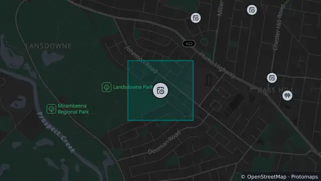 Map of Planned Power Outage — Bass Hill, Georges Hall and nearby items