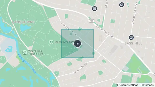Map of Planned Power Outage — Bass Hill, Georges Hall and nearby items