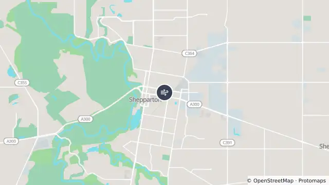 Map of Shepparton and nearby items