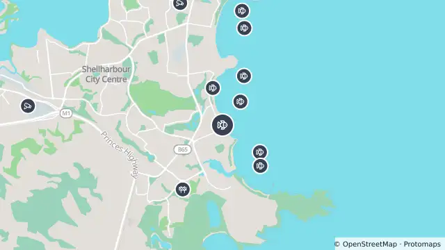 Map of Drone Surveillance Location — Shellharbour Beach and nearby items