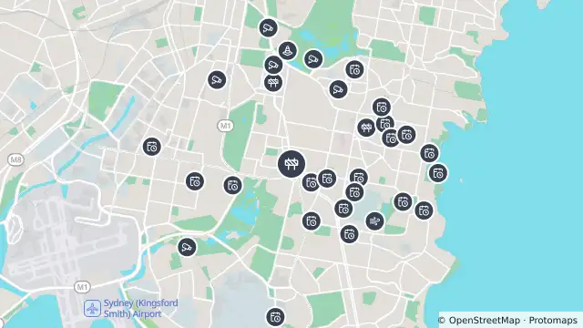 Map of Scheduled Roadwork Maintenance — Anzac Parade, Kingsford and nearby items