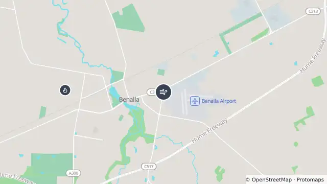 Map of Benalla and nearby items