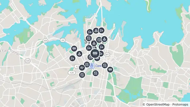 Map of Scheduled Roadwork Crane Work — Castlereagh Street, Sydney and nearby items