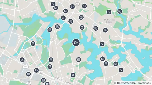Map of Mortlake Ferry (South) and nearby items
