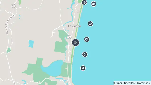 Map of Drone Surveillance Location — Casuarina Beach and nearby items
