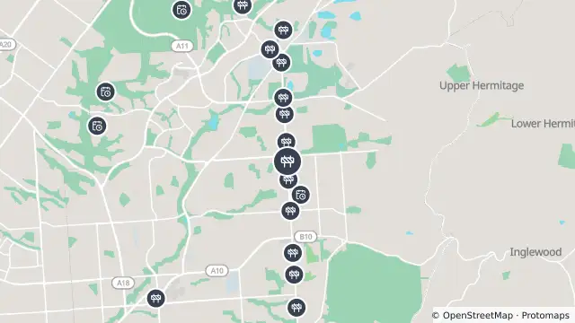 Map of Sewer Connection — Hancock Road, Redwood Park and nearby items
