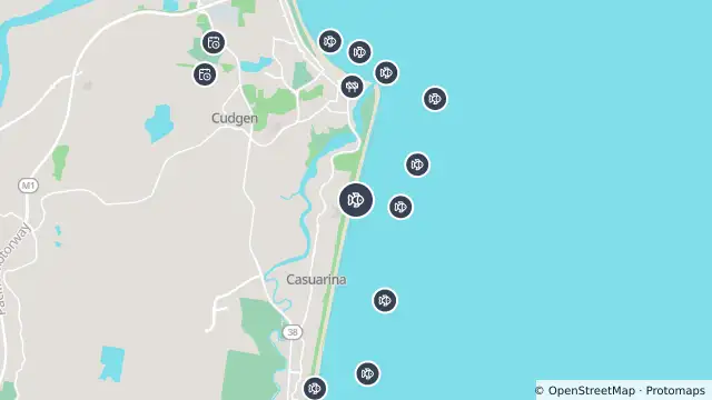 Map of Drone Surveillance Location — South Kingscliff Beach and nearby items
