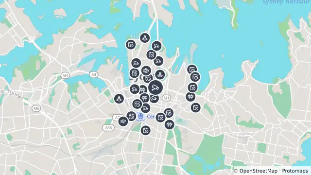 Map of William Street (East Sydney) and nearby items