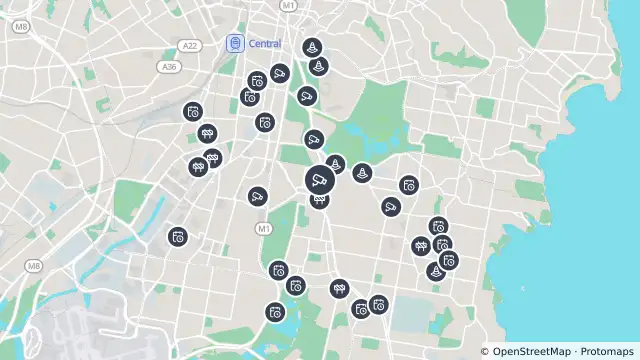 Map of Anzac Parade (Kensington) and nearby items