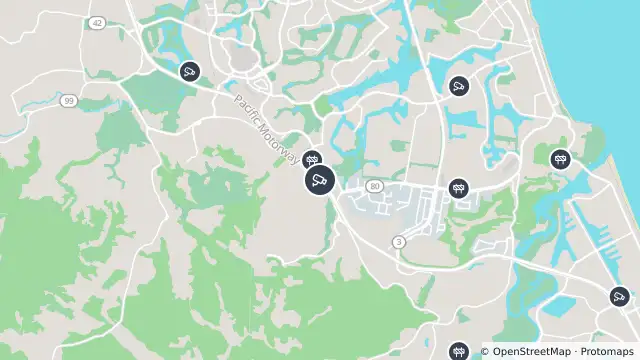 Map of Varsity Lakes - Pacific Motorway M1 - Exit 85 - South and nearby items