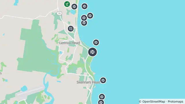 Map of Drone Surveillance Location — Lennox Head Beach and nearby items