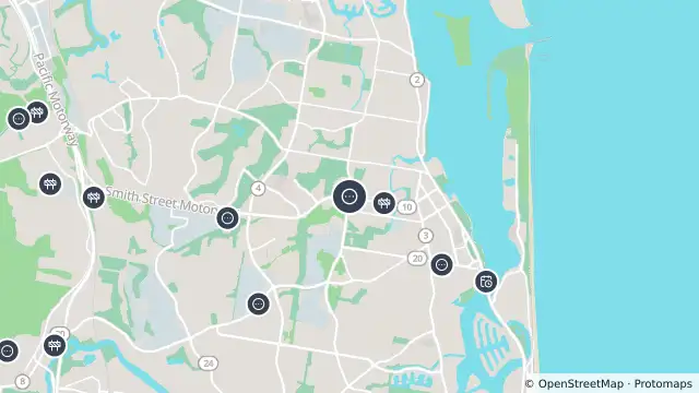 Map of Southport - Smith St & Kumbari St - East and nearby items