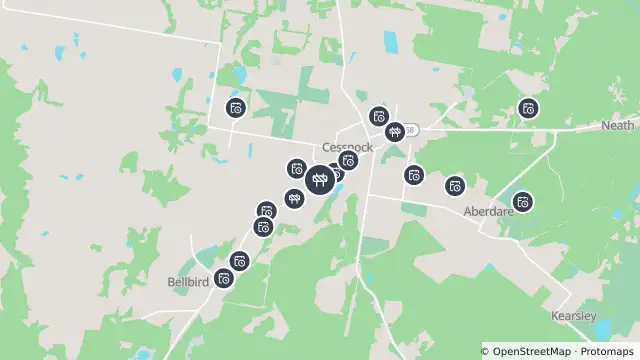 Map of Scheduled Roadwork Intersection Upgrade — Wollombi Road, Cessnock and nearby items