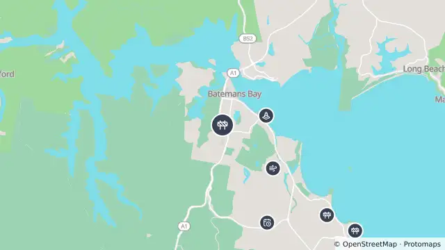 Map of Scheduled Roadwork Resurfacing — Princes Highway, Batemans Bay and nearby items