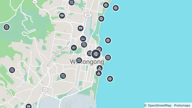 Map of Drone Surveillance Location — North Wollongong Beach and nearby items