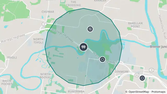 Map of Roadworks — Warrego Highway — Riverview and nearby items