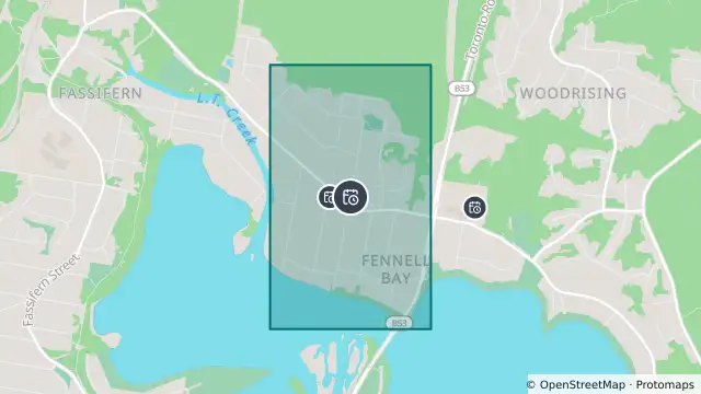 Map of Planned Power Outage — Fennell Bay and nearby items