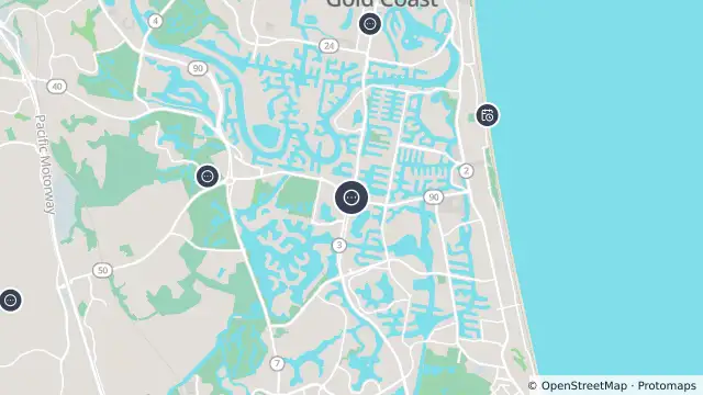 Map of Broadbeach Waters - Nerang-Broadbeach Road & Bermuda Street - North and nearby items