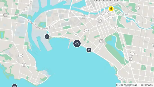 Map of Port Melbourne and nearby items