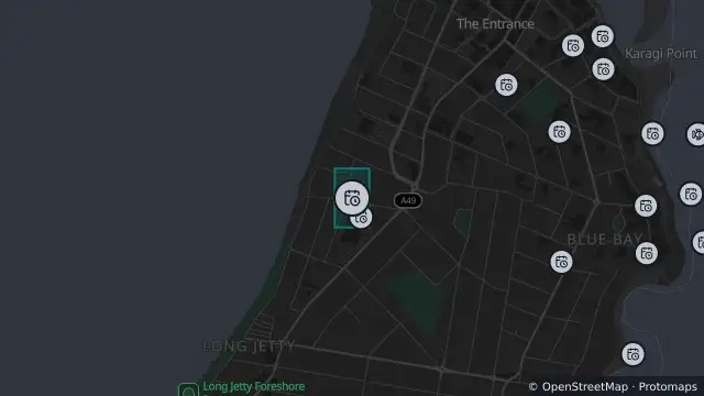 Map of Planned Power Outage — Long Jetty and nearby items