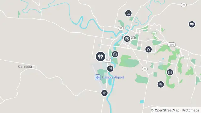 Map of Scheduled Roadwork — East Street, South Lismore and nearby items