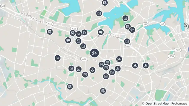 Map of Parramatta Road (Ashfield) and nearby items
