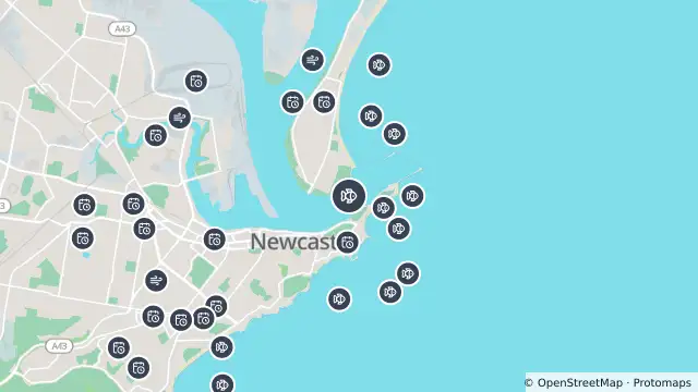 Map of Drone Surveillance Location — Nobbys Beach and nearby items