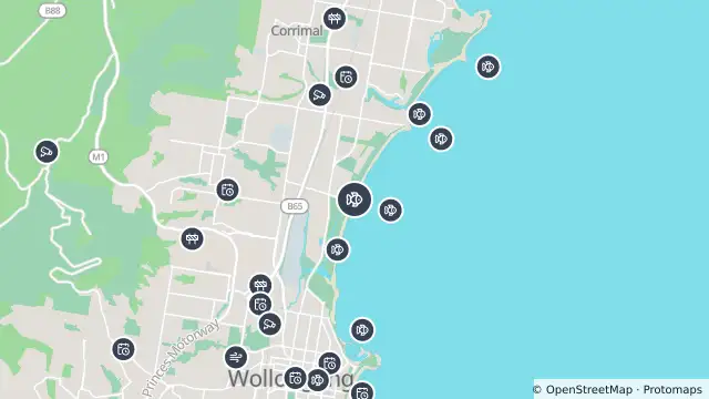 Map of Drone Surveillance Location — Fairy Meadow Beach and nearby items