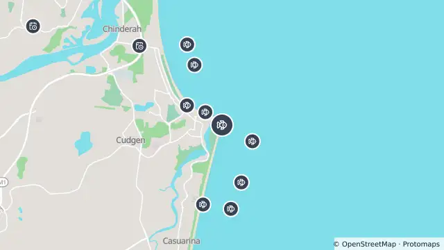 Map of Drone Surveillance Location — Cudgen Head Beach and nearby items
