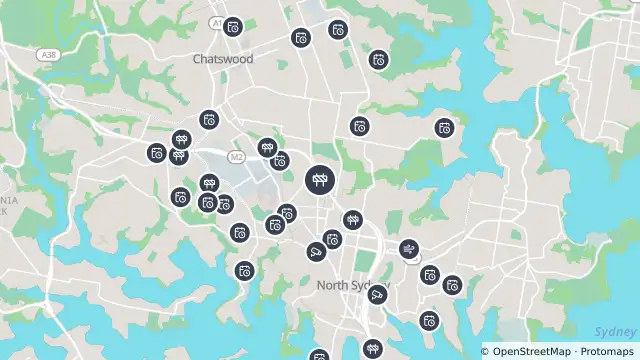 Map of Scheduled Roadwork Resurfacing — Warringah Freeway Off Ramp, Naremburn and nearby items