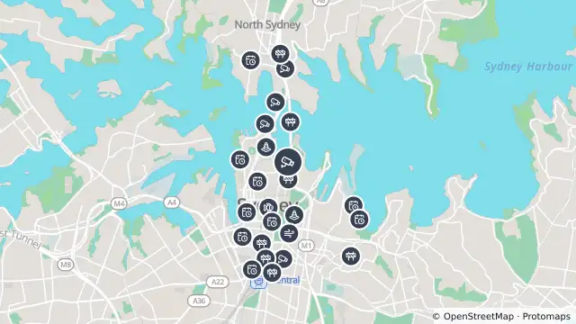 Map of Cahill Expressway (Sydney) and nearby items