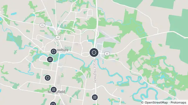 Map of Caboolture - Bruce Highway & Caboolture-Bribie Island Interchange - South and nearby items