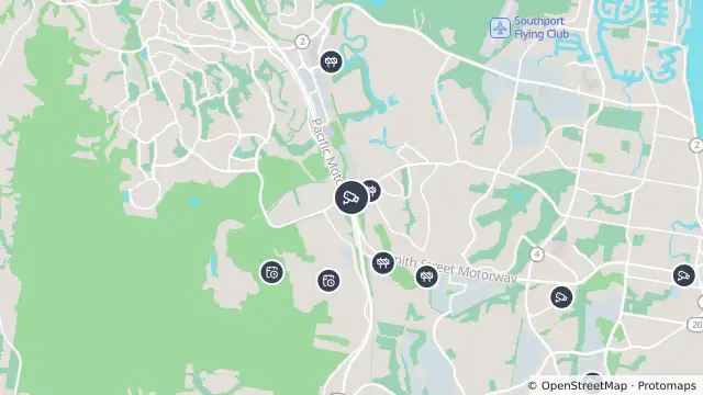 Map of Gaven - Pacific Motorway & Smith Street - Exit 66 - South and nearby items