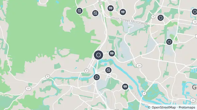 Map of Nerang - Pacific Motorway M1 - Exit 69 - South and nearby items