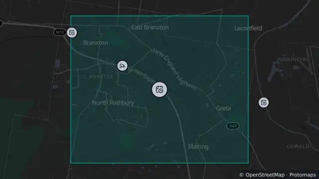 Map of Planned Power Outage — Branxton, Greta and nearby items