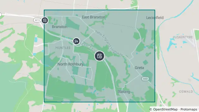 Map of Planned Power Outage — Branxton, Greta and nearby items