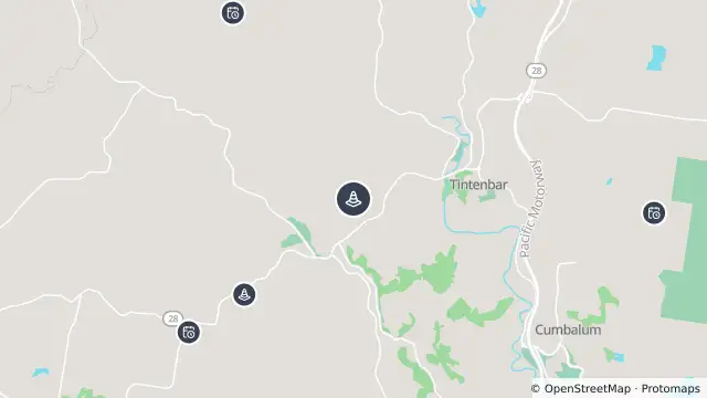 Map of Changed Traffic Conditions — Houghlahans Creek Road, Teven and nearby items