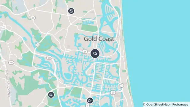 Map of Bundall - Bundall Road & Ashmore Road - South and nearby items