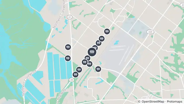 Map of Mowing — Salisbury Highway, Green Fields and nearby items